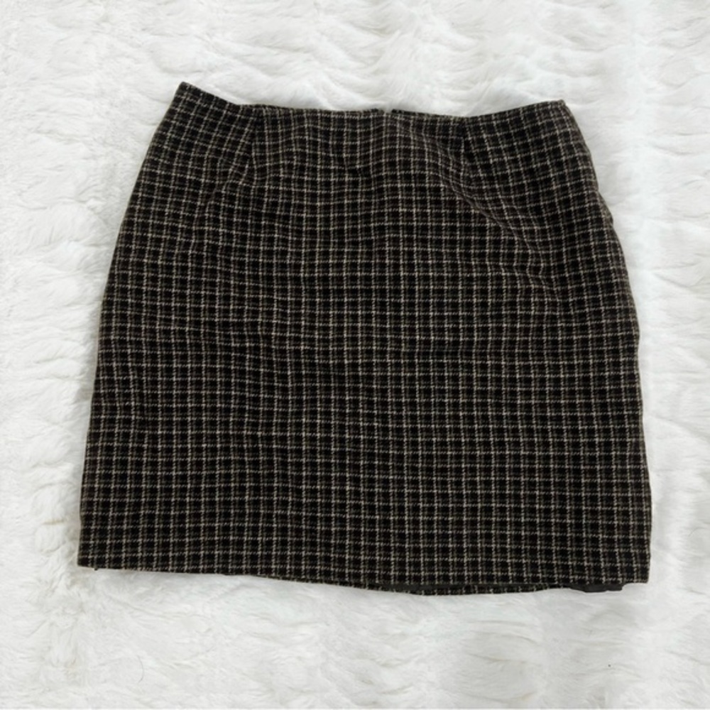 J. Crew Black and Cream Checkered Mini Skirt